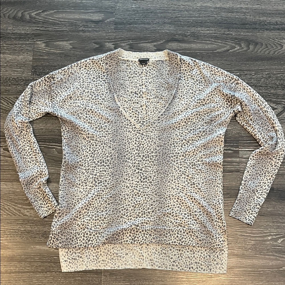Club Monaco Leopard Print V-Neck Sweater